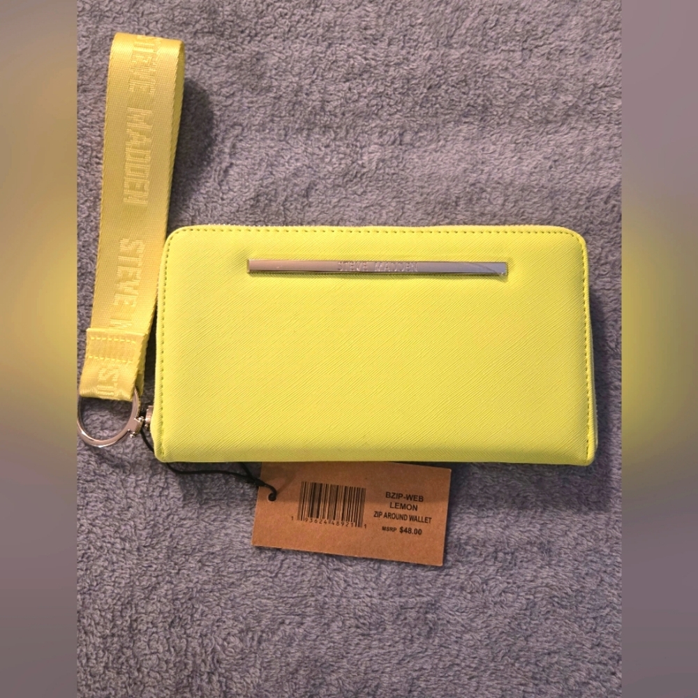 Steve Madden Neon Yellow Wrislet Wallet NWT